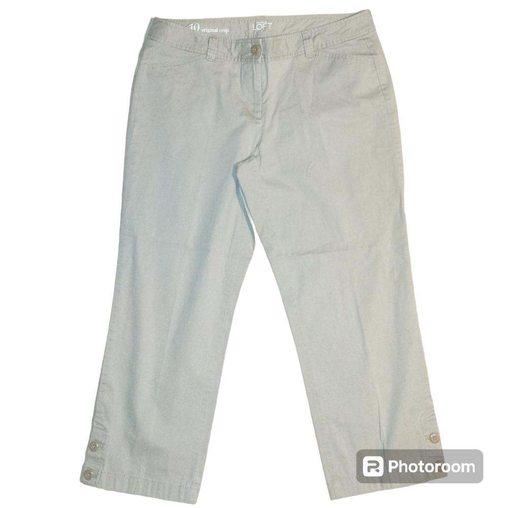 Ann Taylor Loft Original Crop Pants Like New Stretchy Size 10 Light Khaki